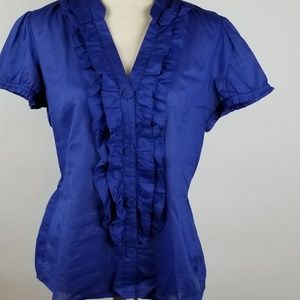 Sonoma blue blouse with ruffles in front  Sz M